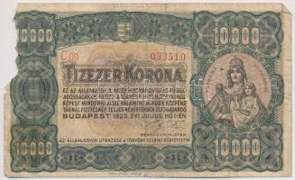 1923. 10.000K Orell Füssli Zürich piros sorozat- és sorszám T:IV Adamo K42/1