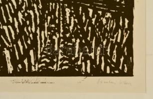 Somlai Vilma (1938-2007): Rókaszántó, linó, papír, jelzett, 20×20 cm