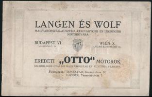 Langen és Wolf motorgyár katalógus, foltos tűzött papírkötésben