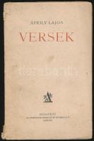 Áprily Lajos: Versek. 1. kiadás. Bp. (1924.) Athenaeum. 90 l. Kiadói papírborítóban. Ex ibrissel.