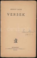 Áprily Lajos: Versek. 1. kiadás. Bp. (1924.) Athenaeum. 90 l. Kiadói papírborítóban. Ex ibrissel