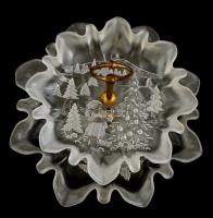 Kétszintes üveg kínáló, hibátlan, m: 25 cm