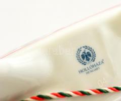 Hollóházi porcelán kulacs, népi motívummal, jelzett, matricás, hibátlan, m: 20 cm