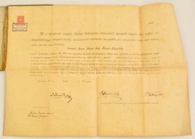 1911-1929 Budapest, a m. kir. bábaképző intézet oklevele bába részére + bizonyítvány ismétlő bábatan...