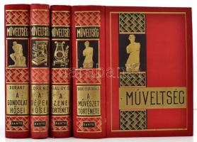 A Műveltség sorozat 4 kötete szép állapotban.  Bp., 1937-1940. Dante. Kiadói, egységes, aranyozott, egészvászon sorozatkötésben, jó állapotú