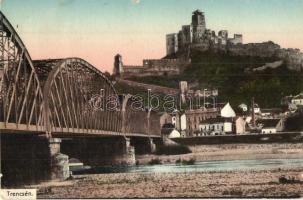 Trencsén, Trencín; vár, híd. Gansel Lipót kiadása / castle, bridge (apró szakadás / tiny tear)