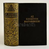 A Pesti Hírlap Könyvtára: Az ezeréves Magyarország. 1200 oldalon 1031 mélynyomású fényképpel és képpel, két színes térképmelléklettel és 82 szövegközti térképpel. Bp., 1939, A Pesti Hírlap Rt., 1200 p. Első kiadás. Kiadói aranyozott egészvászon kötés, jó állapotban.