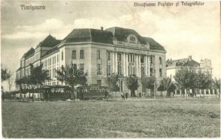 Temesvár, Timisoara; Posta és távirda, villamos / Directiunea Postelor si Telegrafelor / post and telegraph office, tram (EK)