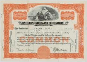 Amerikai Egyesült Államok 1937. "United Printers and Publishers Incorporated" névre szóló,...