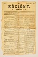 1848 a Közlöny 134., október 22-i lapszáma, érdekes aktuális hírekkel