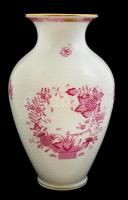 Herendi indiai kosár mintás porcelán váza, kézzel festett, jelzett, hibátlan, m: 24 cm