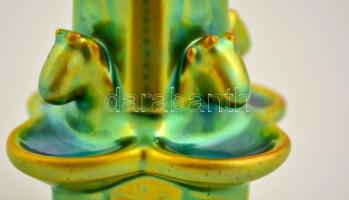 Zsolnay eozin mázas kút, jelzett, kis kopásnyomokkal, m: 13 cm