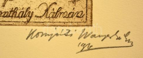 Komjáti-Wanyerka Gyula (1894-1958): Erotikus ex libris Koronthály Kálmán. Rézkarc, papír, jelzett, l...