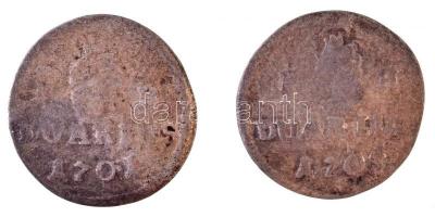 1703K-B Duarius "I. Lipót" (2x) Körmöcbánya (0,52g/0,63g) T:3 Hungary 1703K-B Duarius &quo...