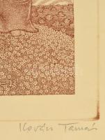 Kovács Tamás (1942-1999): A tarot világa (a Világ), rézkarc, papír, jelzett, üvegezett fa keretben, ...