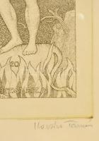 Kovács Tamás (1942-1999): A tarot világa (a Szerelmesek), rézkarc, papír, jelzett, üvegezett fa kere...