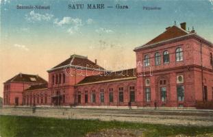 Szatmárnémeti, Szatmár, Satu Mare; vasútállomás / Bahnhof / railway station (ragasztónyom / gluemark)