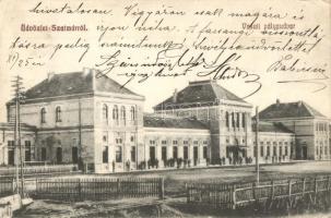 1914 Szatmárnémeti, Szatmár, Satu Mare; vasútállomás / Bahnhof / railway station (kissé ázott / sligthly wet damage)