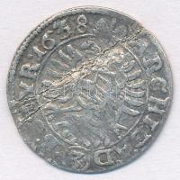 Ausztria 1638. 3kr Ag "III. Ferdinánd" (1,31g) T:2-,3 rep.
Austria 1638. 3 Kreuzer Ag &qu...