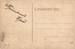 Torda, Turda; Jókai Mór utca, Polgári leányiskola. No. 437. / street view with girl school (kopott s...