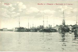 Pola, Schiffe in I Reserve / Bastimenti in I riserva / K.u.K. Kriegsmarine battleships. G. Costalunga 1909