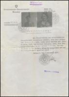 1944 Svájci követségi védlevél (Schutzpass) hiteles másolata Hercz Sándor és családja részére, hátul...