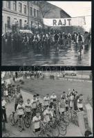 cca 1955 Kerékpárversenyek, kerékpárversenyzők, 3 db fotó, 18×13 cm