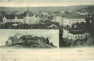 1906 Déva, Deva; látkép, Déva vára. Hirsch A. kiadása / castle, general view (vágott / cut)