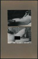Pornográf fotó, 2 db albumlapra ragasztva, 6,5×9,5 cm