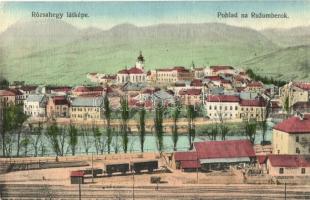 Rózsahegy, Ruzomberok; látkép, vasútállomás, vagonok. Kiadja Valuch János / general view, railway station, wagons