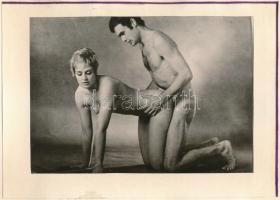 Pornográf jelenetek, 13 db fotó albumlapokon, 9×12 cm