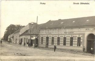 1928 Hátszeg, Hateg, Wallenthal; Bánáti utca, Gottlieb üzlete, Szálloda, kávéház és étterem. Bálint Nagy kiadása / Strada Banatului / street, shop, hotel, cafe and restaurant