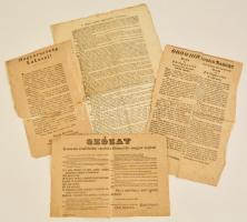 cca 1894 4 db 1848-49-es kiáltvány, hirdetmény reprintje, gyűrődésekkel, szakadásokkal
