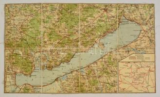 cca 1930 A Balaton térképe, kiadja a Magyar Királyi Honvéd Térképészeti Intézet, vászontérkép, 43×25,5 cm