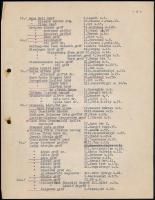 1942 Grófok, bárók, hercegek, lovagok, stb. címlistája, 12 gépelt oldal