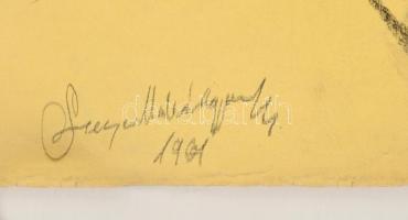 Szegedi Molnár Géza (1906-1970): Férfi portré. Szén, papír, jelzett, felcsavarva, 63×44 cm