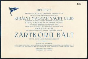 1930 Meghívó a Királyi Magyar Yacht Club zártkörű báljára + boríték
