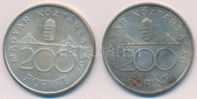 1993. 200Ft Ag "MNB" (2x) T:2 kis patina