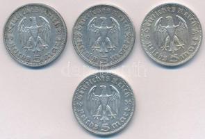 Német Harmadik Birodalom 1935. 5M Ag "Hindenburg" (3x) "A", "G" és &qu...