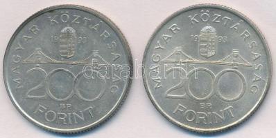 1993. 200Ft Ag "MNB" (2x) T:2 kis patina