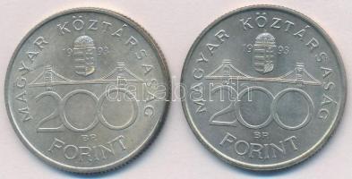 1993. 200Ft Ag "MNB" (2x) T:1-,2