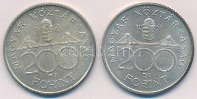 1993. 200Ft Ag "MNB" (2x) T:2 kis patina
