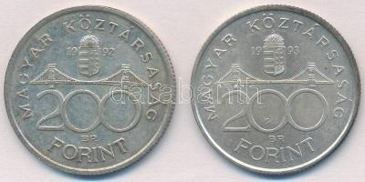 1992-1993. 200Ft Ag "MNB" (2x) T:2 patina