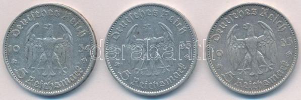 Német Harmadik Birodalom 1934D 5M Ag "Náci hatalom első évfordulója" + 1935. 5M Ag "N...