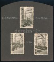 1936 Gömbös Gyula (1886-1936) miniszterelnök temetése, 3 db albumlapra ragasztott fotó, feliratozva, 6,5×4 cm