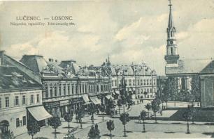 Losonc, Lucenec; Köztársaság tér, Otto Breuer üzlete / Námestie republiky / square with shops
