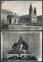 cca 1935 Budapest, Az Erzsébet királyné emlékmű és szobor a pesti Eskü téren, 3 db fotó, hátoldalon feliratozva, egyik felületén törésnyommal, 12×17 cm