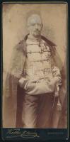 1886 Habsburg-Lotaringiai József Károly (1833-1905) főherceg, Magyar Királyi Honvédség főparancsnoka kitüntetéseivel, keményhátú fotó, 20×10 cm