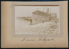 1906 Fiume, A Gödöllő egycsavaros tengeri személy- és áruszállító hajó, fotó karton tartóban, 5×8 cm