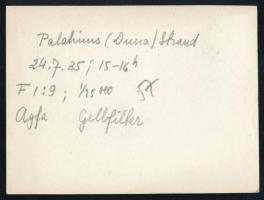 1930 Budapest, A Palatinus strand dunai része, hátoldalon feliratozott fotó, 8,5×6 cm